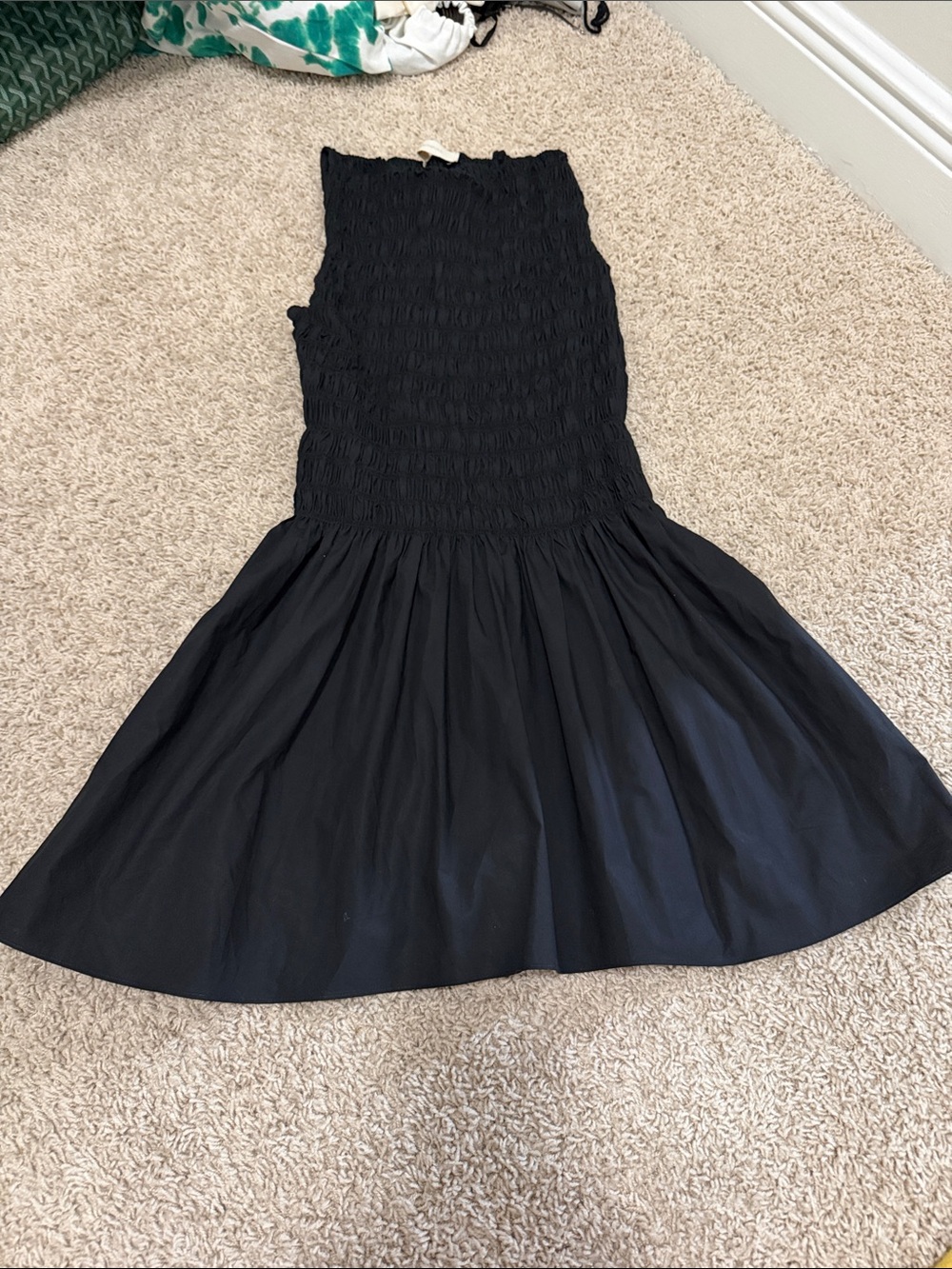 Faithful Smocked Bodice Black Sleeveless Midi Dress